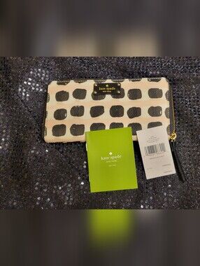 kate spade Black & Cream Polka Dot Zip Wallet